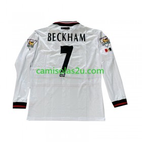 Camisolas de futebol Manchester United Beckham 7 Retro Equipamento Alternativa 1998-1999 Manga Comprida